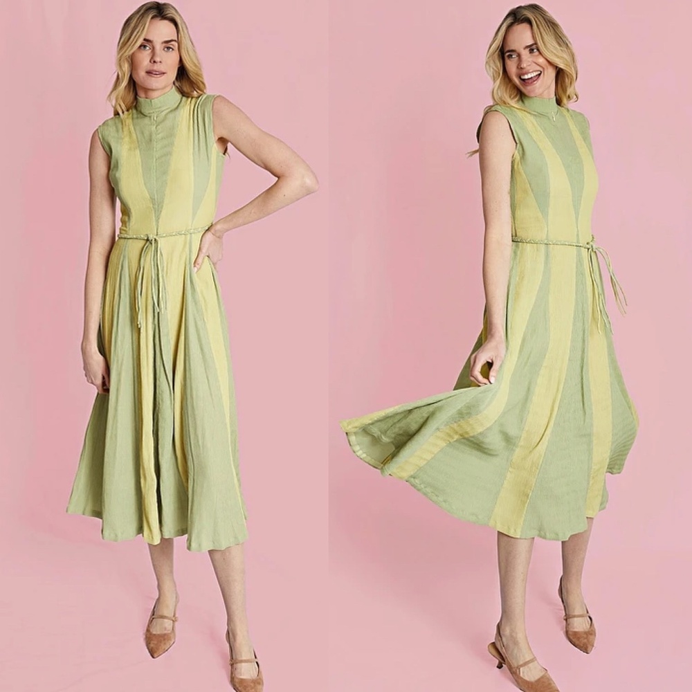 NWT Buru Jester Mock Neckline Sleeveless A-Line Midi Dress